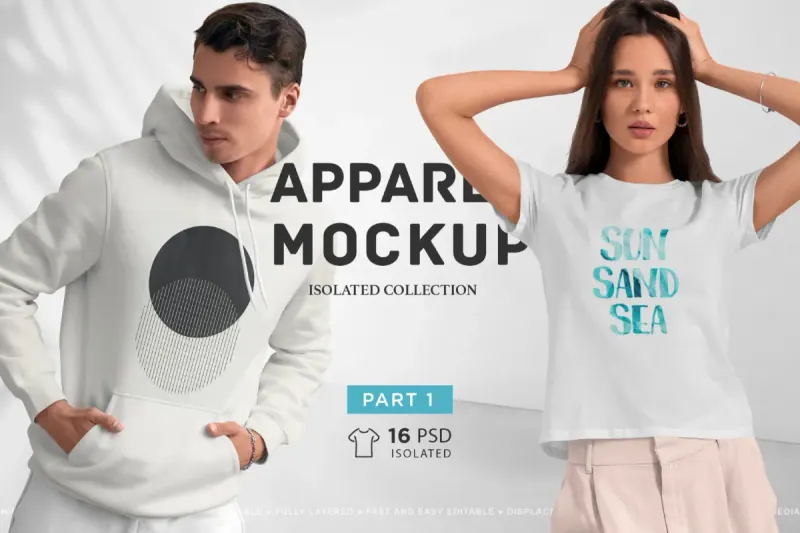 Isolated Apparel Mockups Bundle vol.1