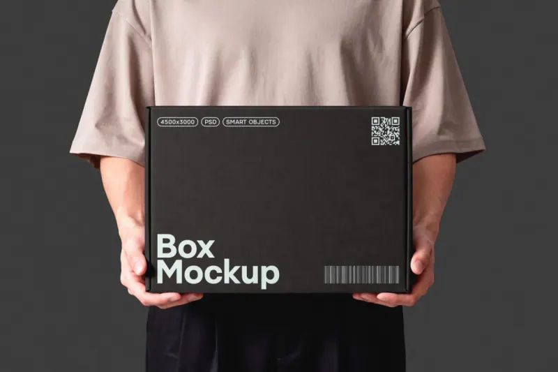Box In Hands Mockup